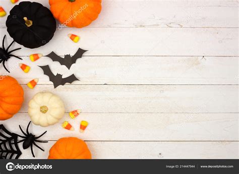 Halloween Side Border Black Orange White Decor Candy White Wood Stock ...