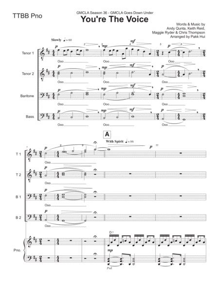 You're The Voice (arr. Pakk Hui) by Rebecca St. James Sheet Music for ...