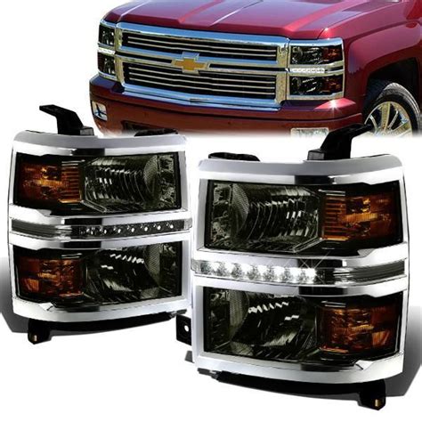 D-Motoring - 14-15 Chevrolet Silverado 1500 Headlights - LED DRL - Smoked Housing - Amber Corner ...