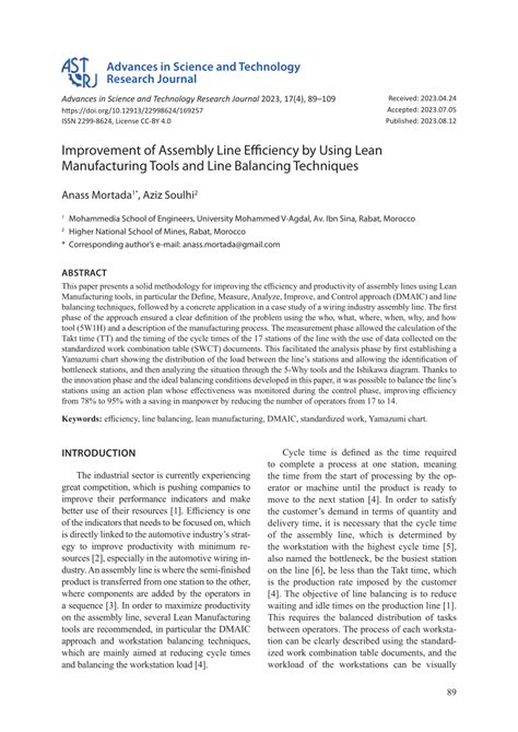 (PDF) Improvement of Assembly Line Efficiency by Using Lean ...