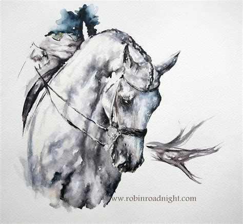 Minimal Contemporary Grey Dressage Horse Painting By www.robinroadnight.com | Horse painting ...