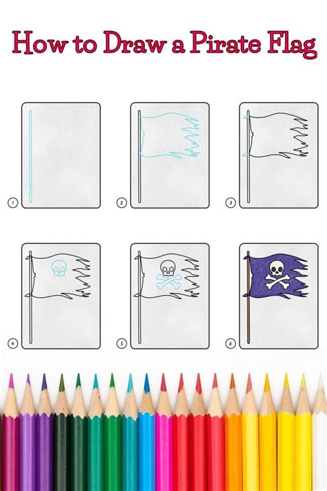 How to Draw a Pirate Flag - Easy Drawing Lesson for any Beginner in ...