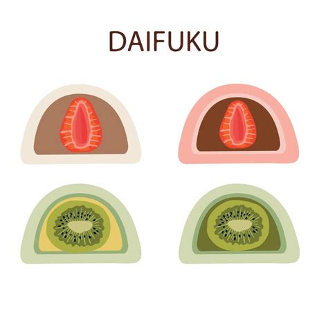 Daifuku vector. Daifuku on white background. Daifuku is Japanese desserts. Collection of ...