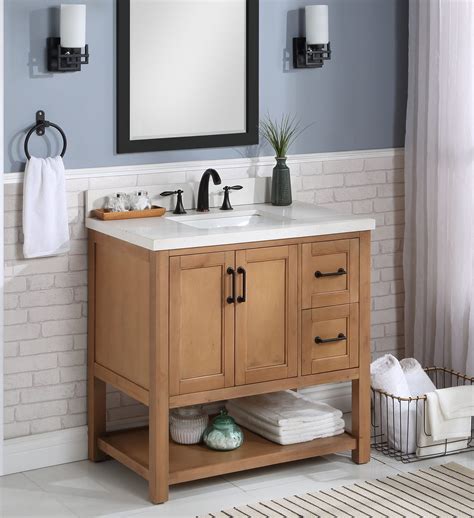 OVE Decors Tahoe 36-in White Undermount Single Sink Bathroom Vanity With White Carrara Natural ...