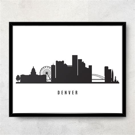 Denver Skyline Printable Denver Black White Wall Art | Etsy