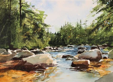 Mountain River | Watercolor art landscape, Watercolor landscape paintings, Landscape painting ...