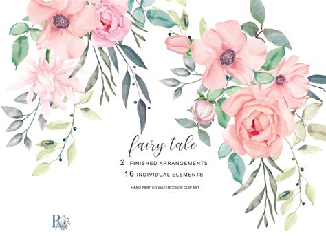 Blush Watercolor Flowers Clipart (77212) | Illustrations | Design Bundles