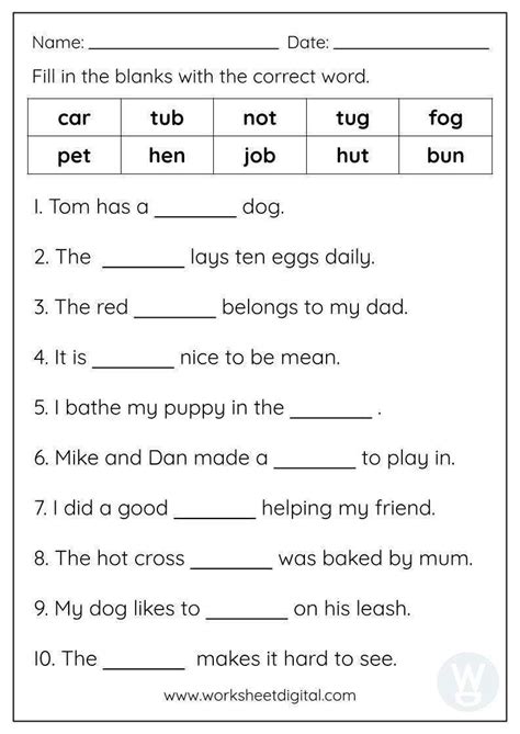 Fill in the blanks - Worksheet Digital