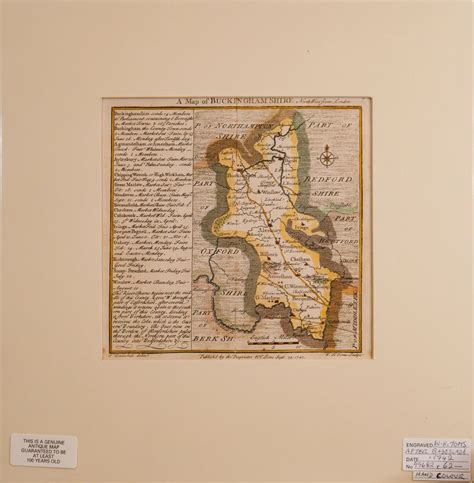 Map of Buckinghamshire - Antique Map circa 1742 Antique Maps, Hand ...