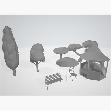 Low Poly Trees and Garden Objects 3D model - TurboSquid 1893015