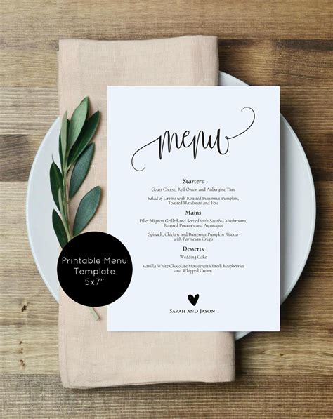 Wedding Menu Printable, Rustic Menu, Printable Wedding Menu Template, Editable Menu Card, Edit ...