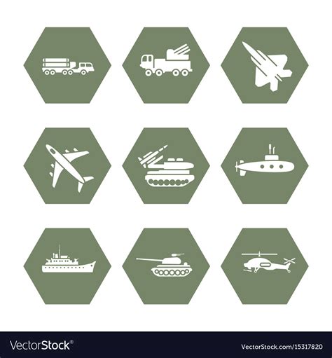 Military transportation icons set - army Vector Image