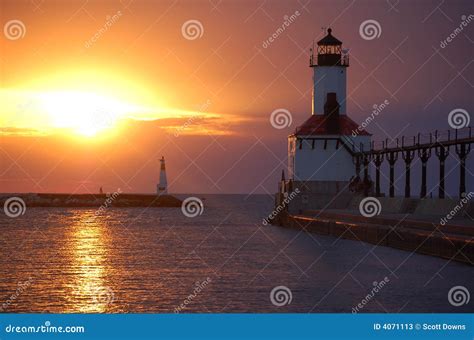 Lighthouse Michigan City stock image. Image of marina - 4071113