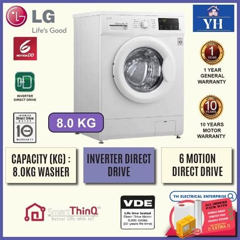 LG 8KG Inverter Direct Drive™ Smart Diagnosis™ Front Load Washing ...