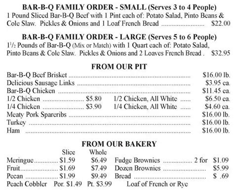 Menu at Bill Miller Bar-b-q, Austin, N Interstate Hwy 35