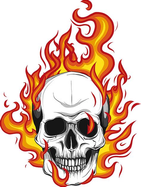 Skull on Fire with Flames Vector Illustration #1 Digital Art by Dean ...