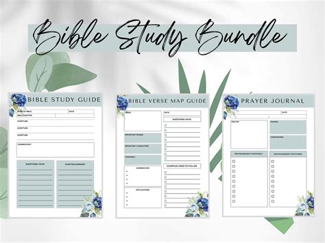 Bible Study Guide Bundle, Bible Study Printable, Prayer Journal Bundle ...