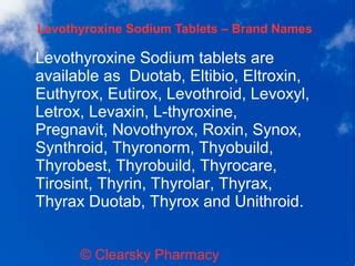 Eltroxin (Levothyroxine Sodium Tablets) | PPT