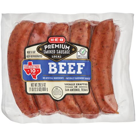 H-E-B Premium Beef Smoked Sausage Links - Texas-Size Pack - Shop Sausage at H-E-B