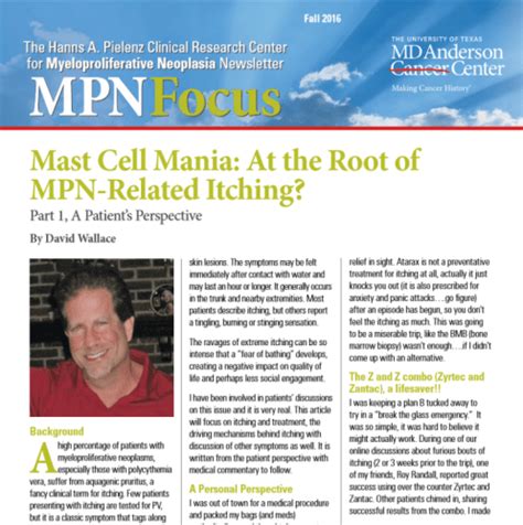 MPN Focus Fall 2016 MD Anderson Newsletter - PV Reporter