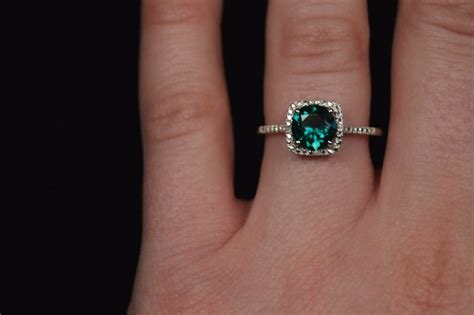 May Birthstone Ring // Sterling Silver Emerald Ring | Etsy