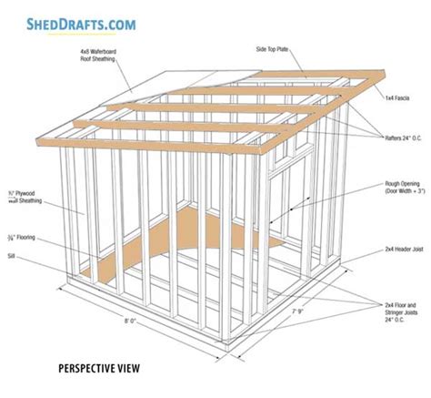 8×8 Sloped Roof Shed Plans