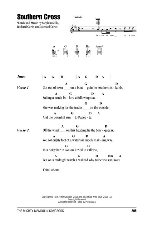 Southern Cross by Crosby, Stills & Nash - Mandolin Chords/Lyrics - Guitar Instructor