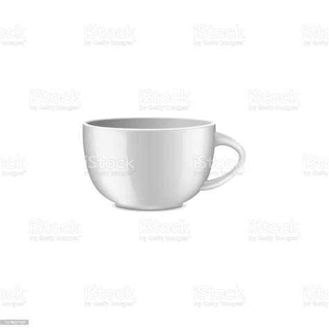 Coffee Cups Mock Up Ceramic 3d Mug Template Vector Blankn Teacups Set Stock Illustration ...