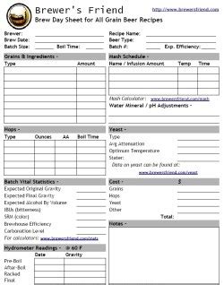 Beer Recipe Template for All Grain - Brewer's Friend