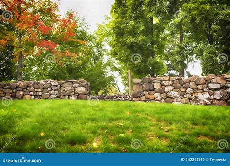 Stone Wall and Fall Foliage in Autumn in New England Stock Image - Image of outdoors, fall ...