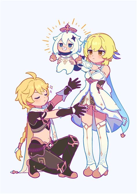 Lumine and Aether presenting their baby to the world : r/AetherMains