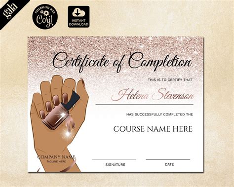 Certificate Of Completion Canva Certificate Template Nail ...