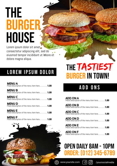 Burger Menu Template | PosterMyWall