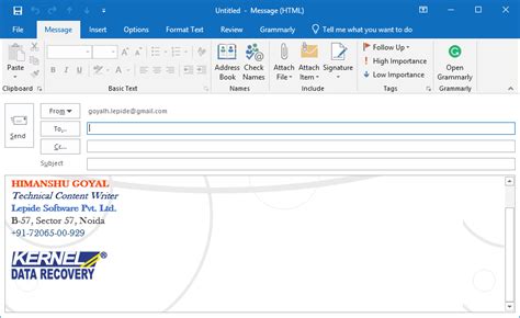 Create and add email signature in MS Outlook 2016