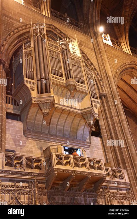 The interior of Liverpool Anglican Cathedral, showing the Henry Willis organ, the largest in the ...