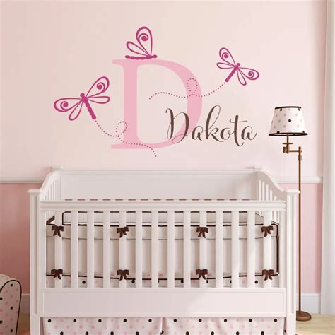 Dragonfly Wall Decals With Personalized Girls Name Little Cute Wall Decals Mural Home Kids ...