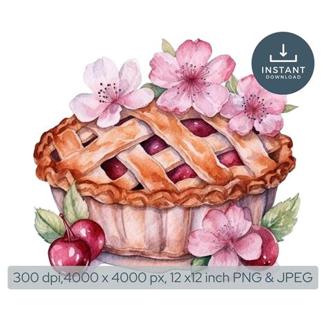 Cherry Pie Clipart Set Instant Download PNG JPG Files Baking Clipart ...