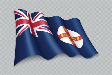 3D Realistic waving Flag of New South Wales is a state of Australia ...