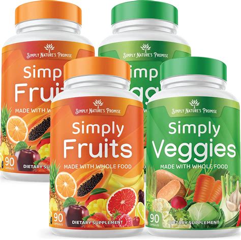 Amazon.com: 4 Pack - Fruit and Vegetable Supplements - 90 Veggie and 90 Fruit Capsules - Made ...