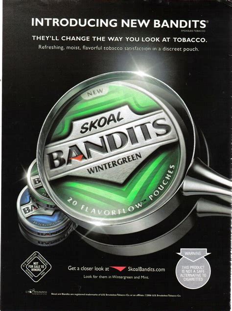 Skoal Bandits Wintergreen Pouches Full Page Print Ad - Collectible - Skoal - Snuff Boxes