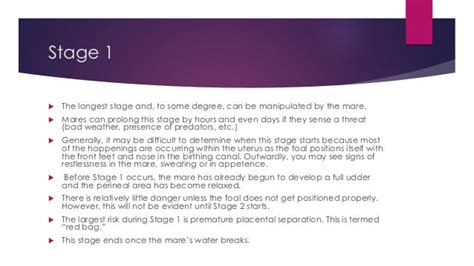 Stages of Foaling