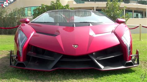 Red Lamborghini Veneno Roadster in Dubai - YouTube
