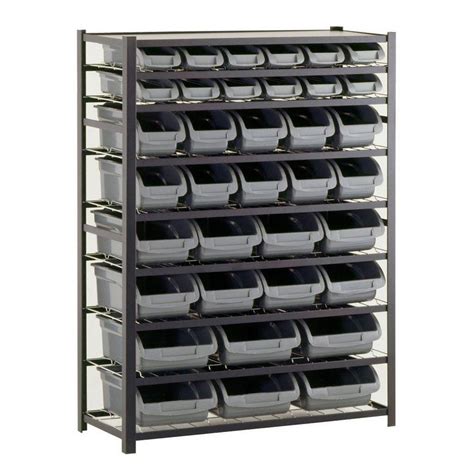 Sandusky 57 in. H x 44 in. W x 16 in. D 36-Bin Industrial Storage Rack in Black | The Home Depot ...