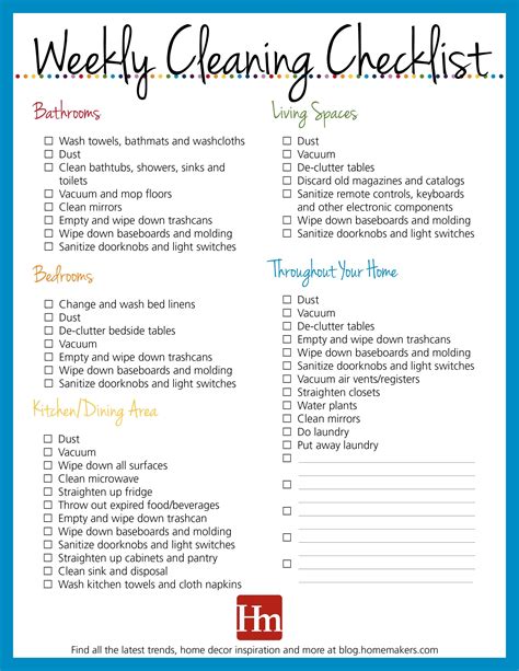 Printable Home Cleaning Schedule