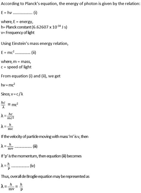 de Broglie equation, derivation, and its Significance - Chemistry Notes