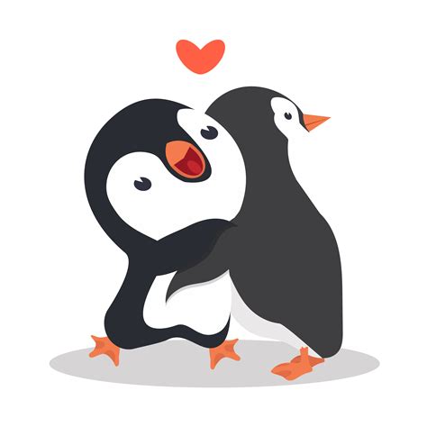 Two Penguins Hugging