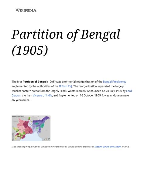 Partition Of Bengal