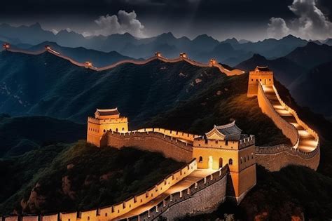 Premium AI Image | The great wall of china at night