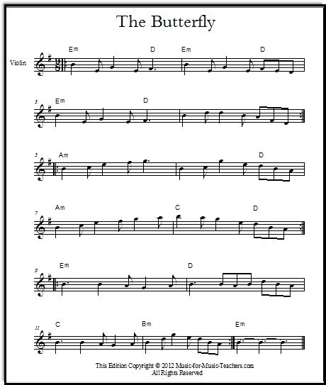 Free Irish Fiddle Sheet Music "The Butterfly"