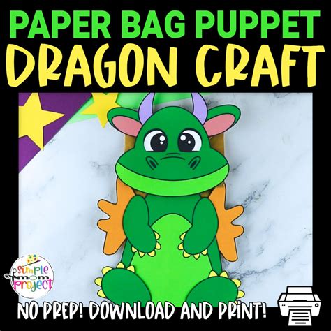 Printable Dragon Paper Bag Puppet Template